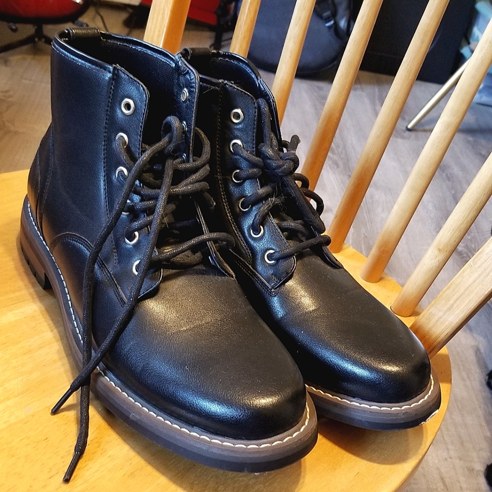 🖤🥾 Leather Combat Boots - Nautica - Black - Men's 10.5